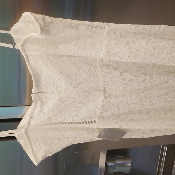 💕DRESS THE POPULATION💕 Jayleen Floral Lace Midi Dress ~ Off White XL NWT - Picture 5 of 11